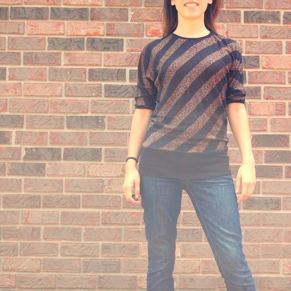 Rock and Republic Top Black and Brown XS